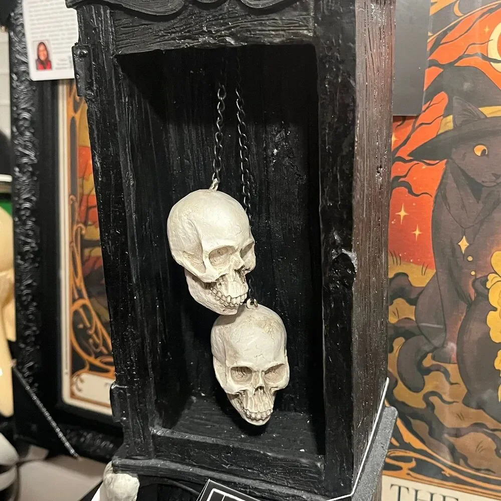 Martha Stewart Halloween Grandinroad Dupe Skeleton Skull Clock Tower Decor